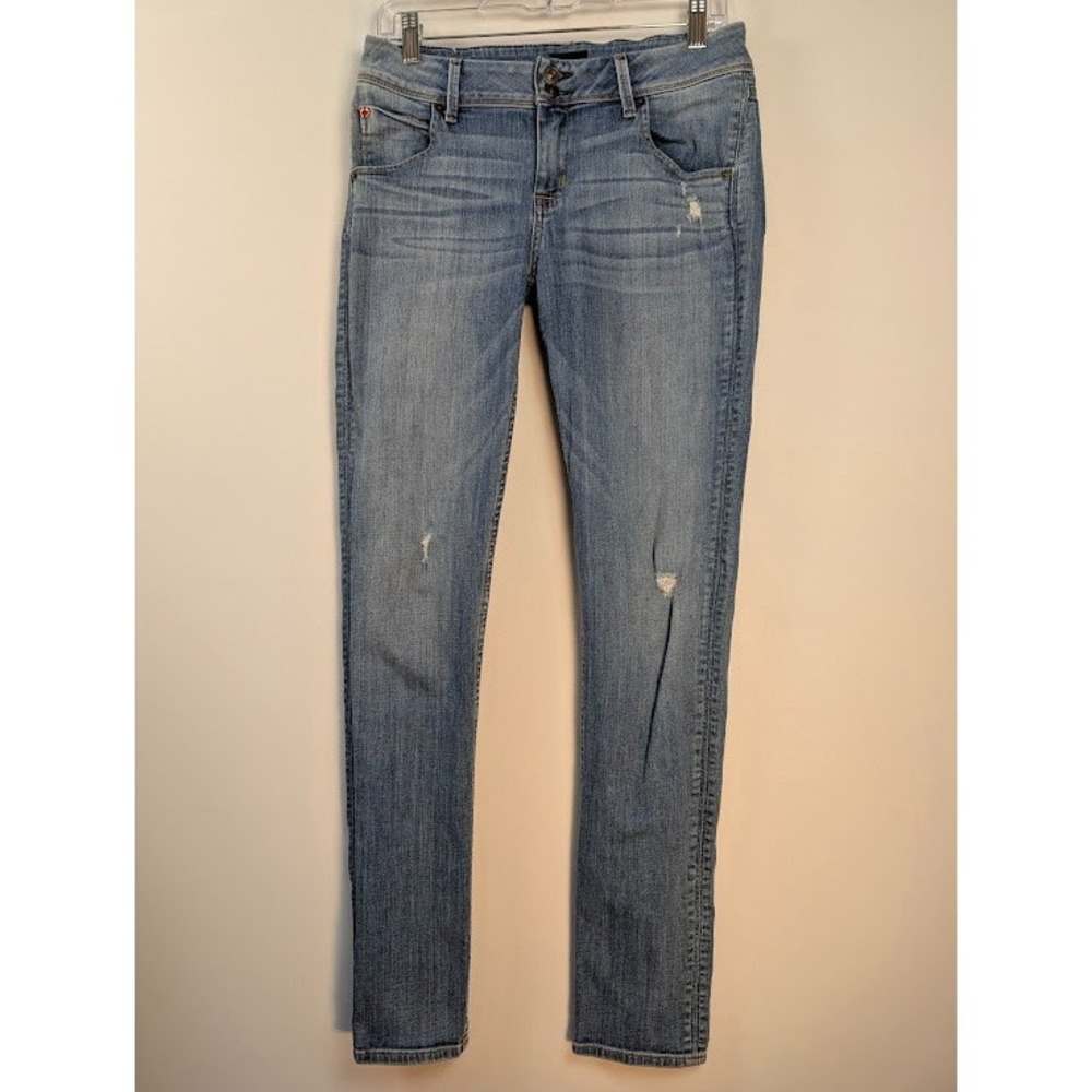 Hudson Jeans Women's 29 x 32 Collin Flap Skinny Distressed Blue Stretch Denim